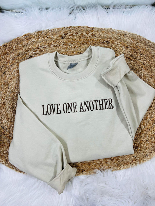 Love One Another Simple Embroidered Sweatshirt