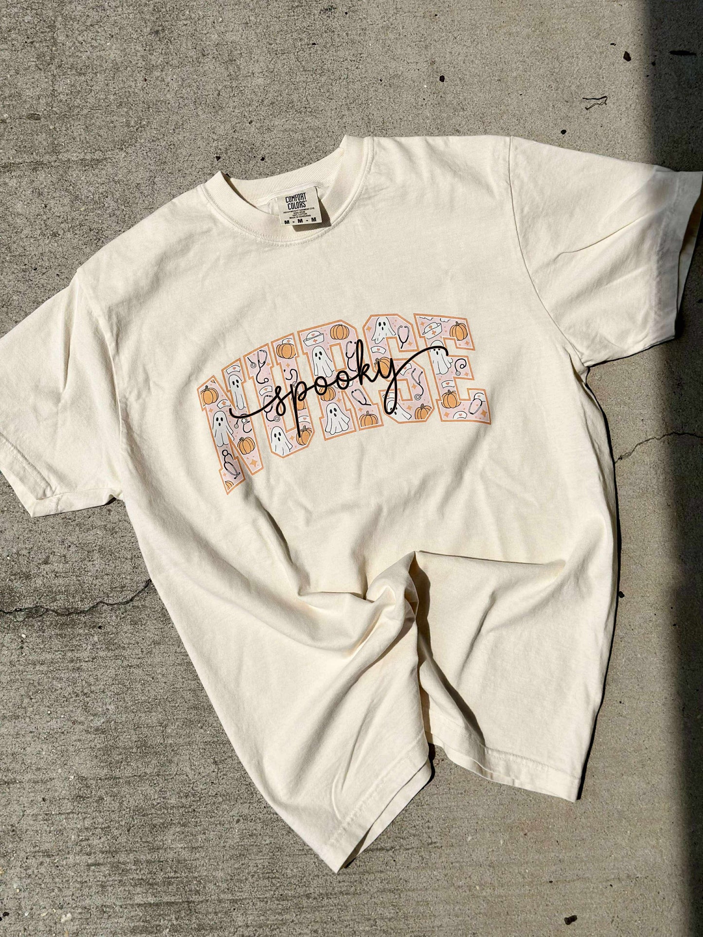 Spooky Cursive Pumpkin Ghost Custom Graphic Tee