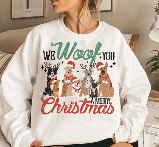 We Woof You A Merry Christmas Dogs Sweatshirt