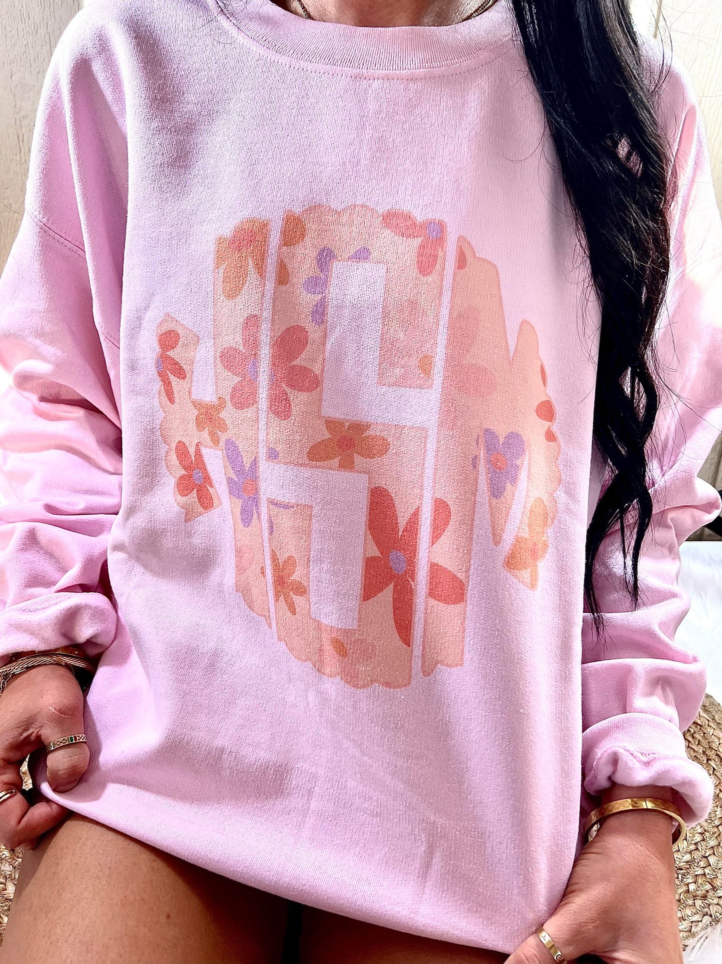 Custom Floral Initial Sweatshirt
