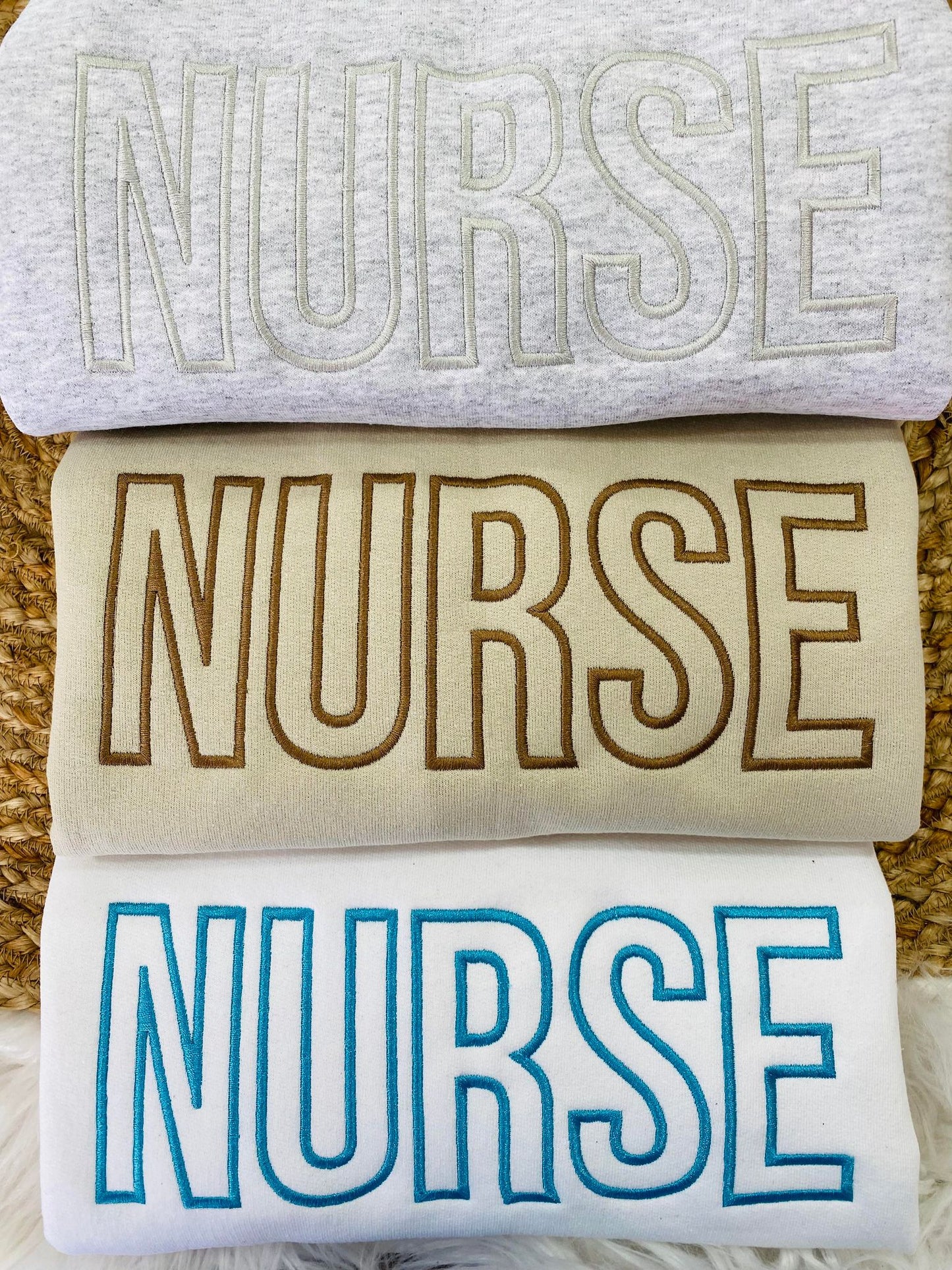 Nurse Open Font Embroidered Sweatshirt