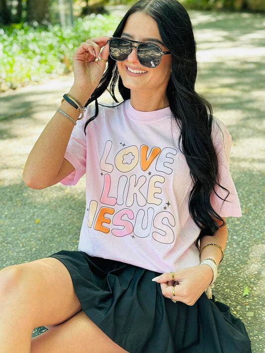 Love Like Jesus Retro Bubble DTF Tee