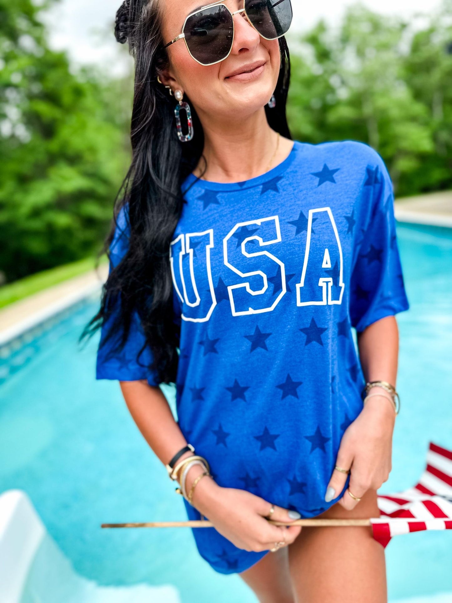 USA Varsity Outline Puff Star Tee