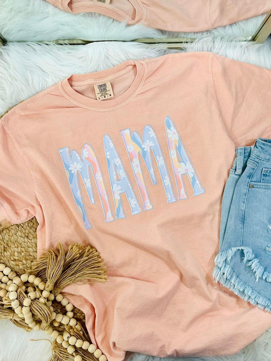 Mama Block Retro Floral DTF Tee