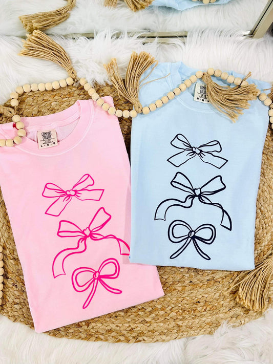 Coquette Bow Outline Stack Trio Puff Tee
