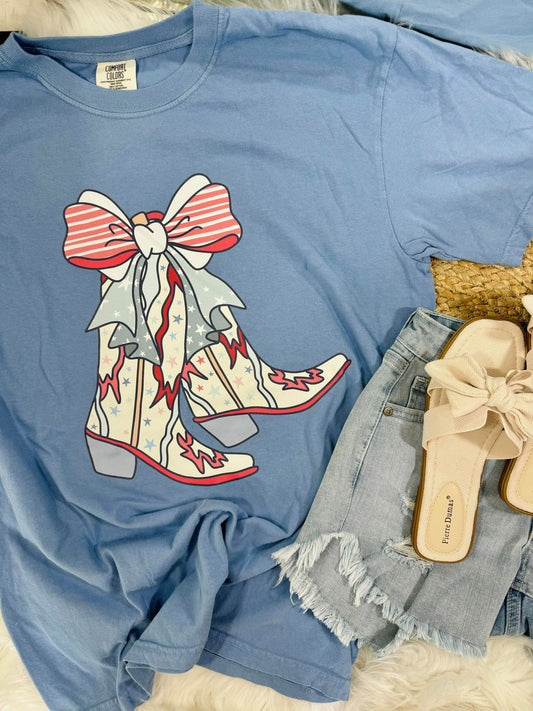 Patriotic Coquette Bow Boot's DTF Tee