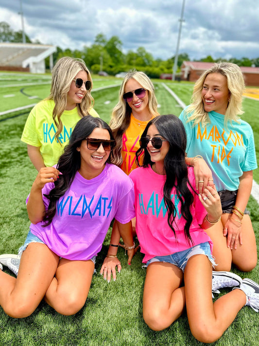 Neon Summer Mascot Rock and Roll Puff Tee