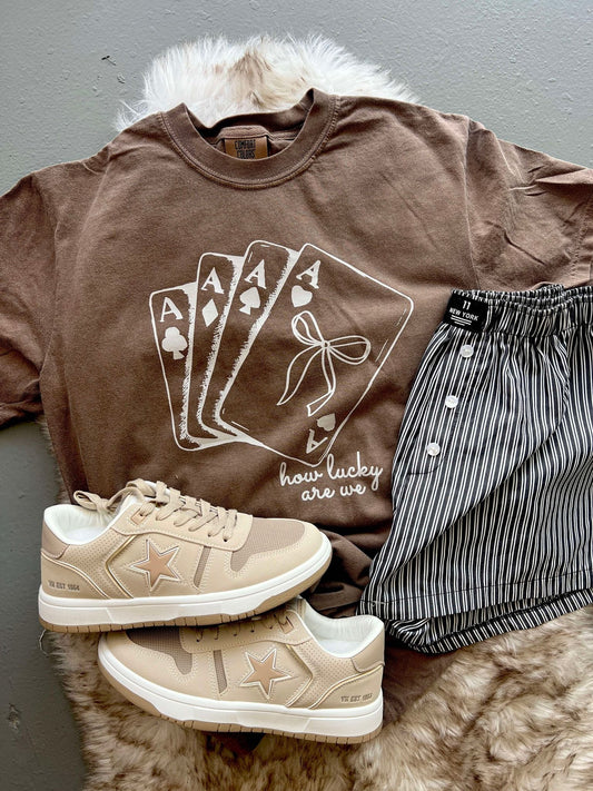 How Lucky Are We Coquette Cards DTF Tee