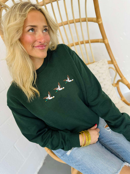 Mallard Duck Trio Embroidered Sweatshirt