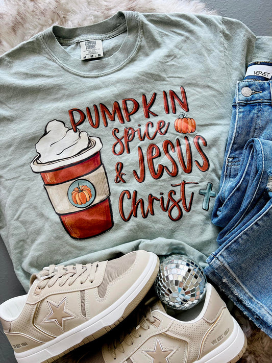 Pumpkin Spice And Jesus Christ Pumpkin Latte DTF Tee