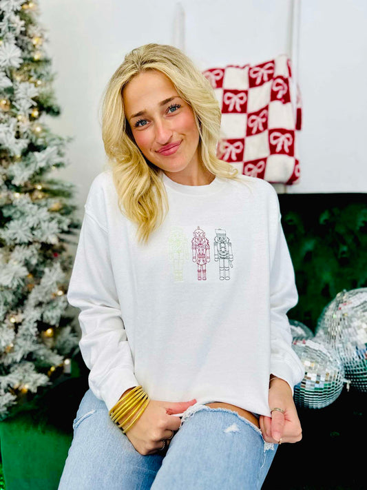 Christmas Nutcracker Trio Embroidered Sweatshirt