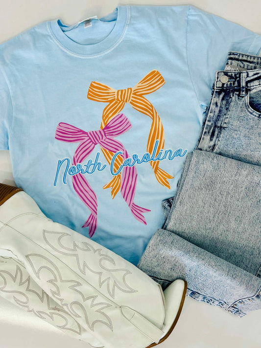 Custom State Striped Bow DTF Tee