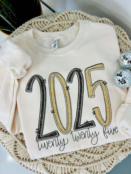 Twenty Twenty Five Glitter New Year DTF Sweatshirt
