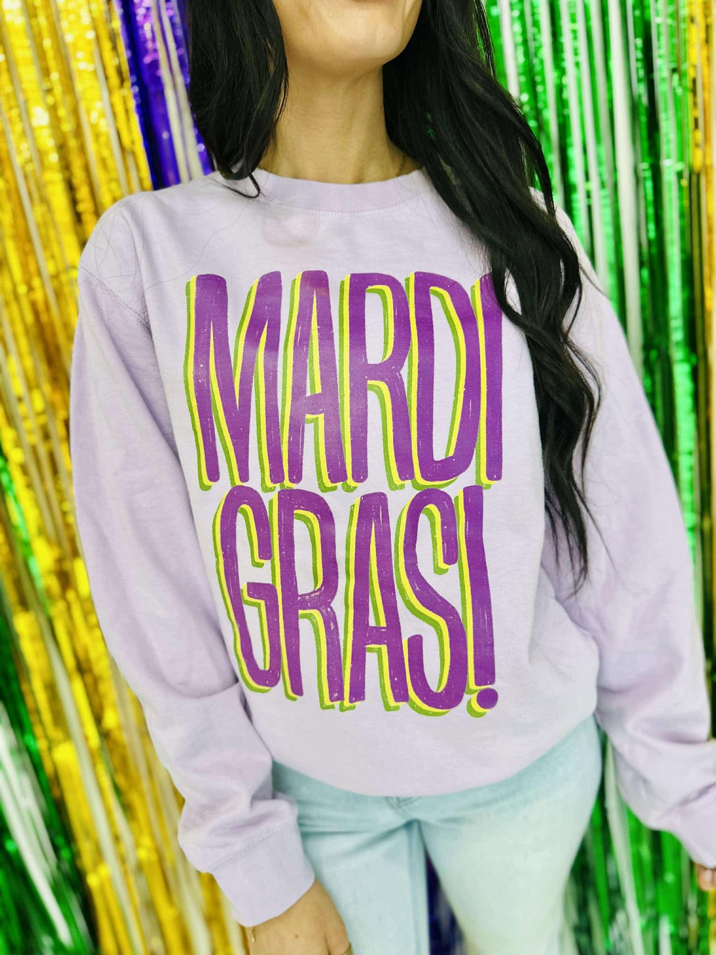 Mardi Gras Tall Shadow DTF Sweatshirt