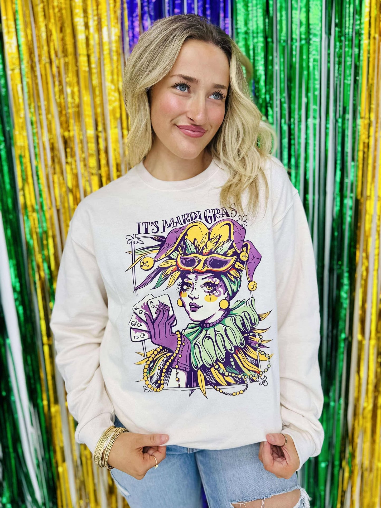 It's Mardi Gras Jester With Cards DTF Sweatshirt