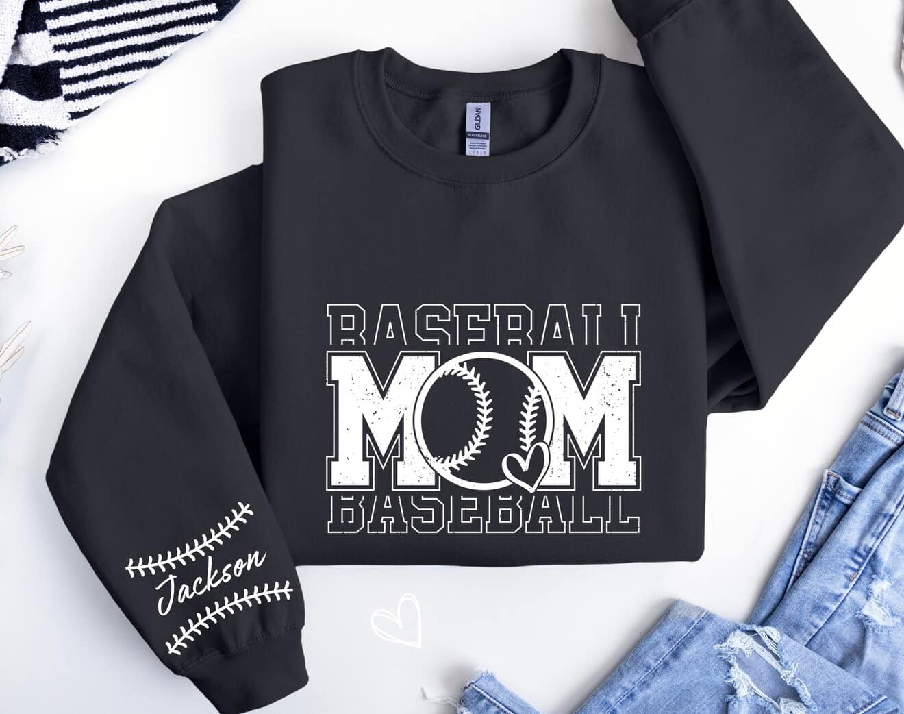 Custom Sport Mom Name Sleeve DTF Sweatshirt