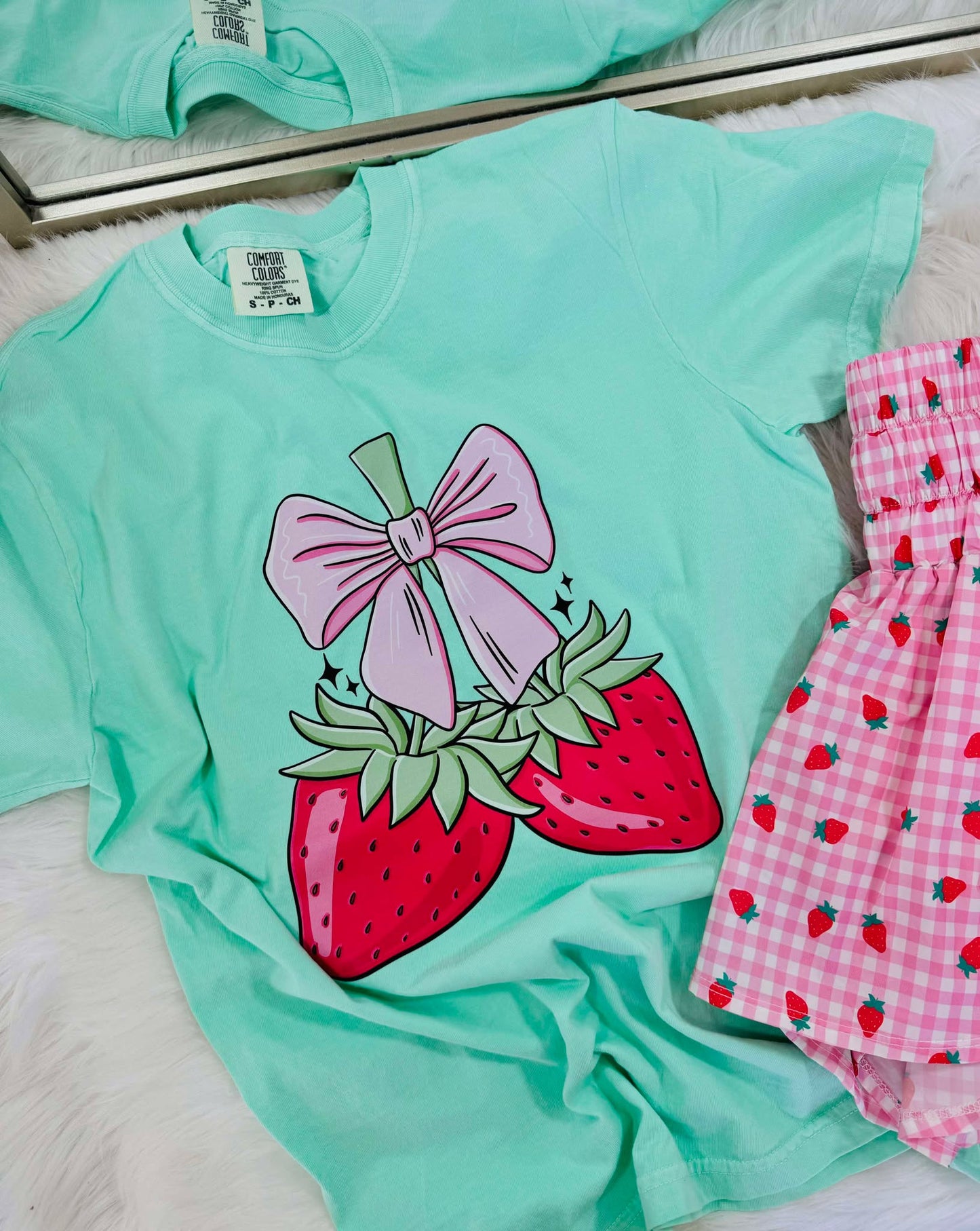 Strawberry Bow Stem DTF Tee