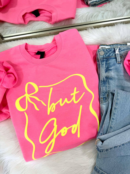 But God Bow Border Puff Sweatshirt