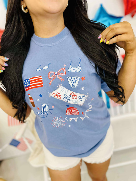 Summertime USA Collage Graphic Tee Shirt