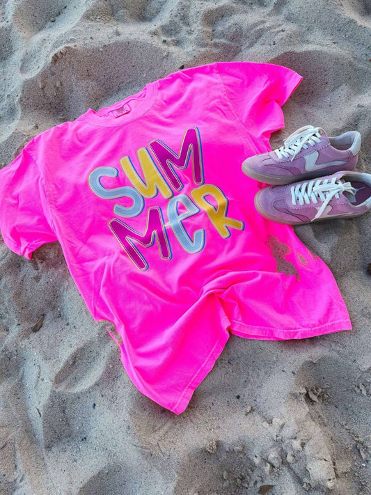 Neon Bright Summer Stack DTF Graphic Tee