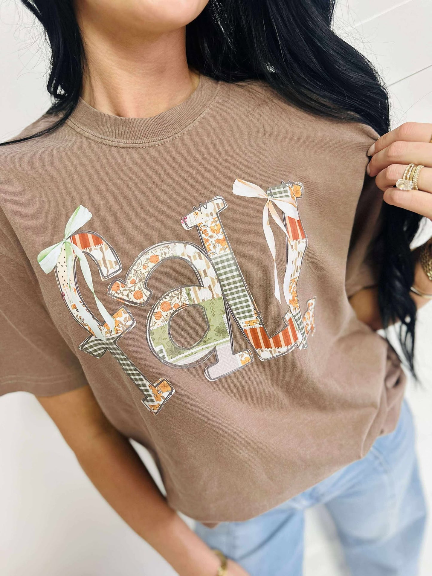 Fall Patchwork Bow Graphic Tee