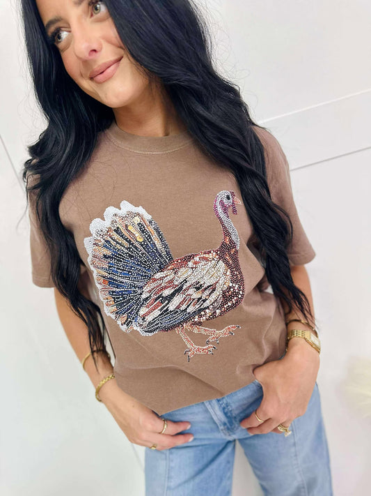 Faux Rhinestone Turkey Hunting DTF Graphic Tee Or Sweatshirt