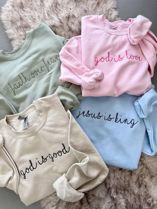 Christian Cursive Embroidered Sweatshirts