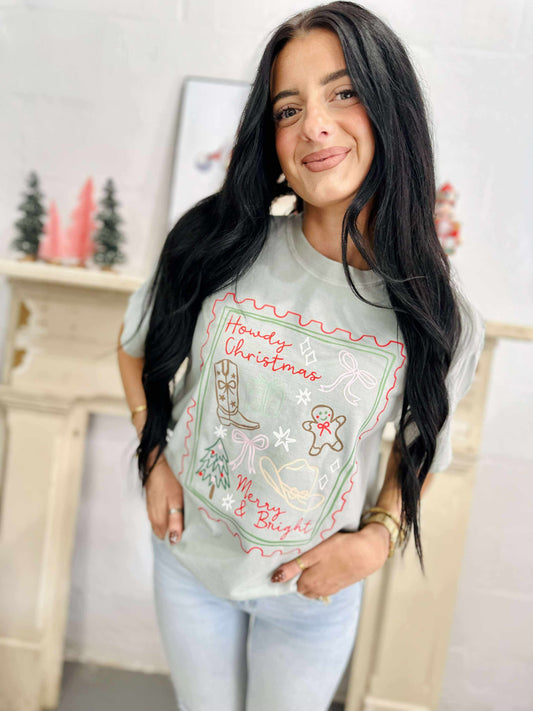 Country Western Christmas Stamp Graphic Tee