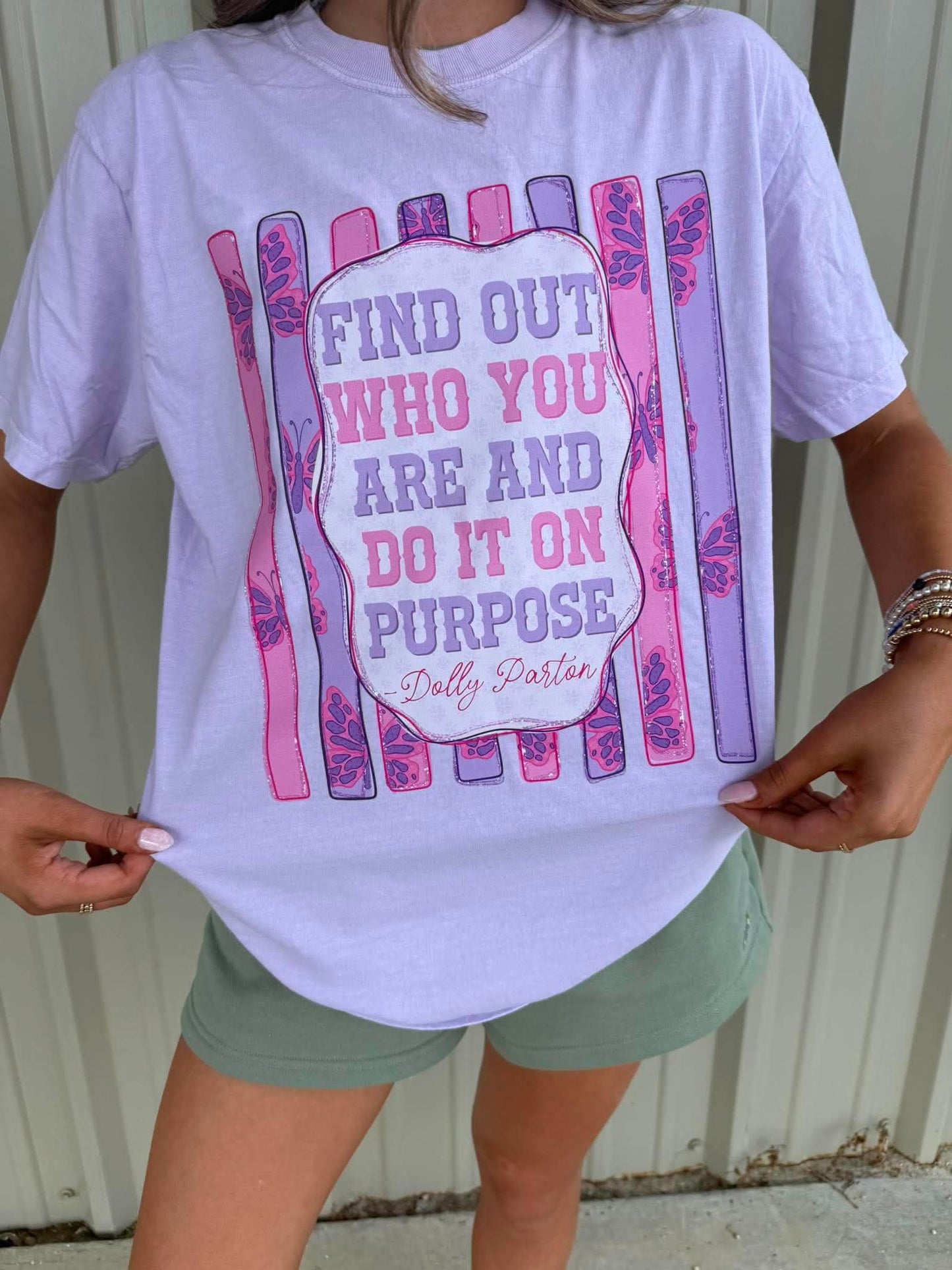 Find Out Who You Are Quote Striped DTF Tee