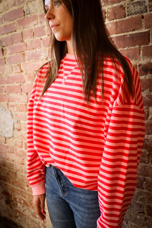 Pink Red Stripe Knit
