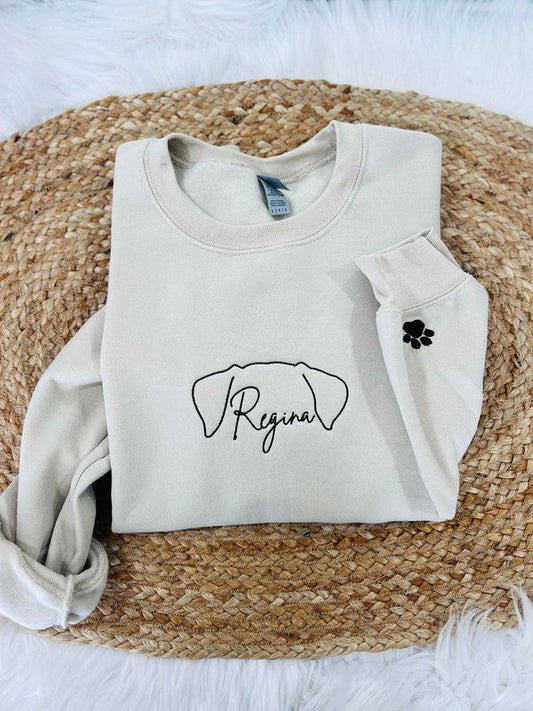 Custom Dog Ears With Name & Paw Embroidered Swsh