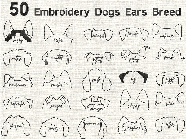 Custom Dog Ears With Name & Paw Embroidered Swsh