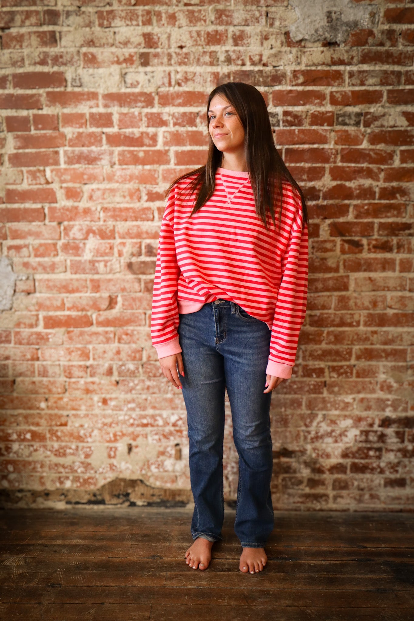 Pink Red Stripe Knit