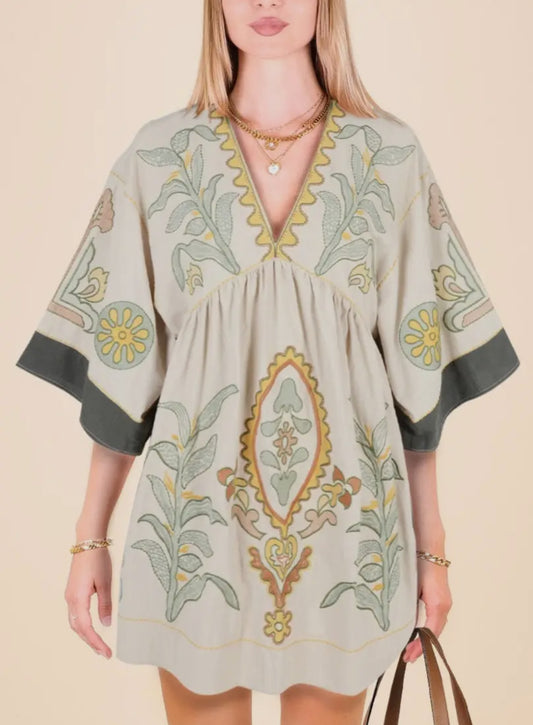 Boho V Neck Dress