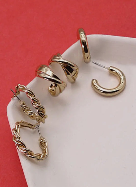 Twisted Trio Hoop Earrings