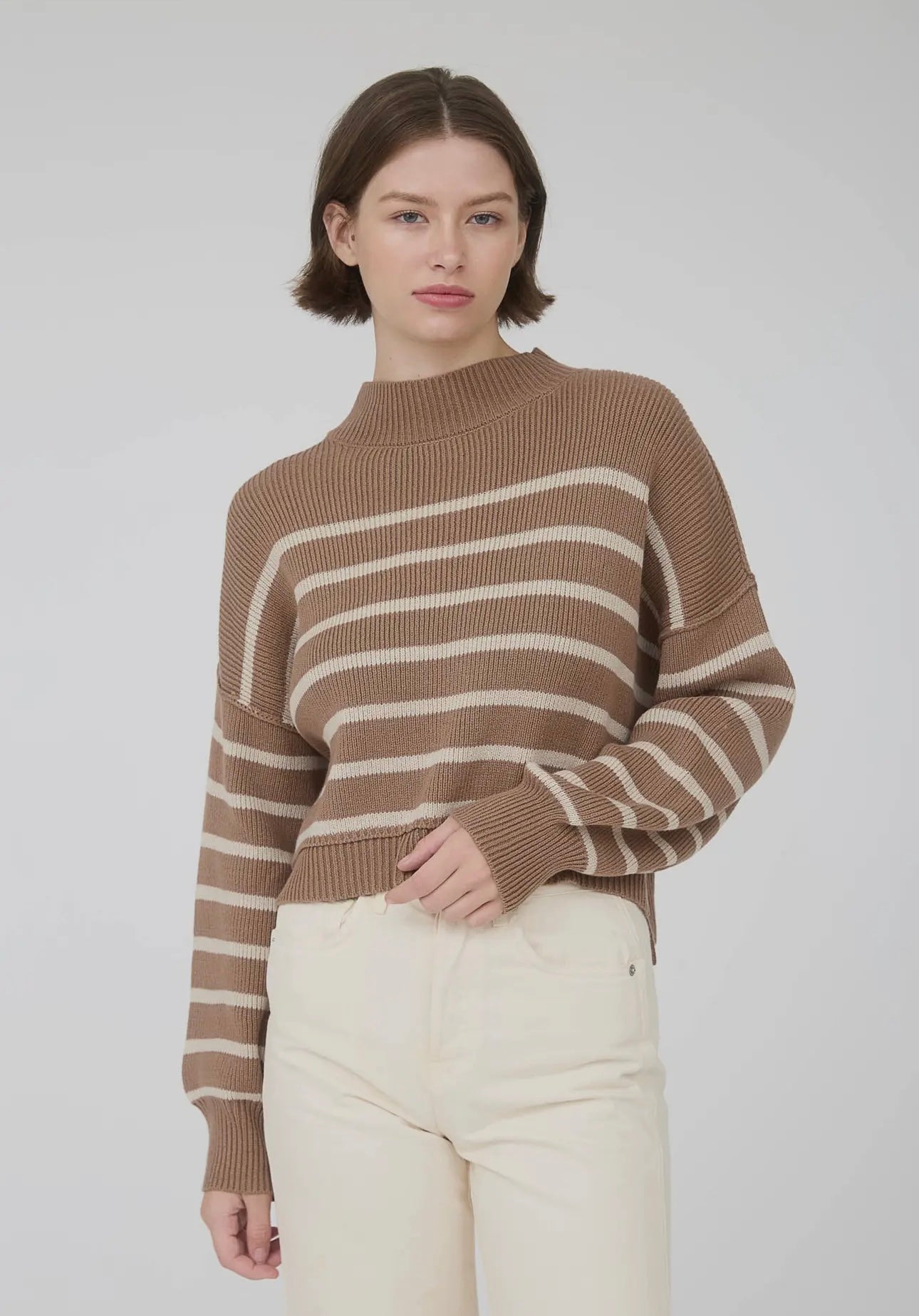 Mock Neck Striped Sweater
