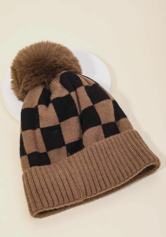 Checkered Beanie (brown)