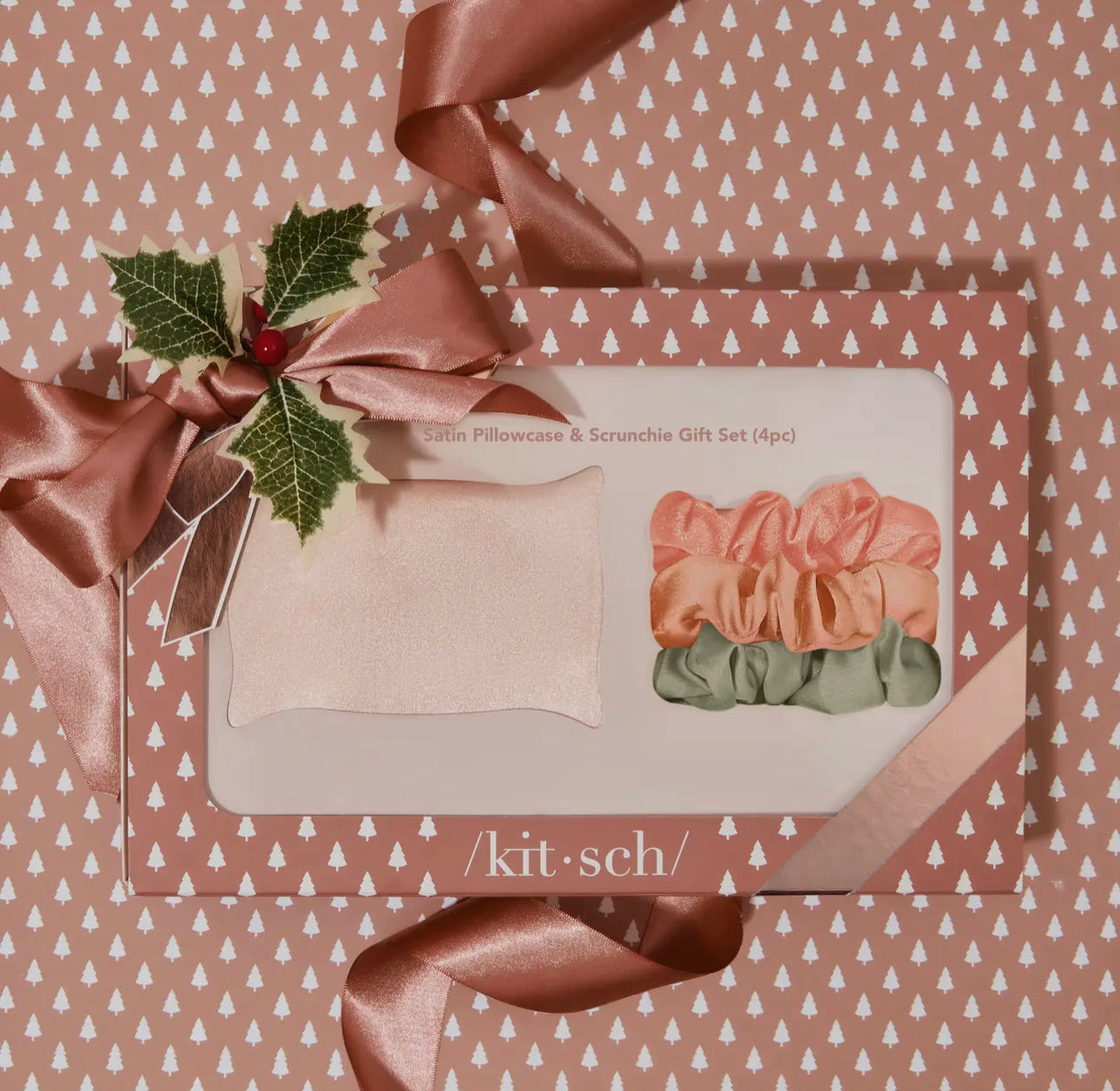 Holiday Satin Pillowcase & Scrunchie Gift Set