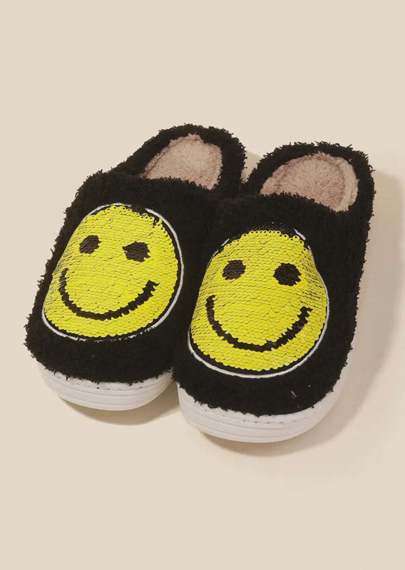 Sequin Smiley Slippers