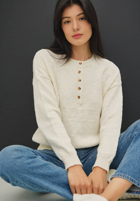 Cotton Slub Henley Top