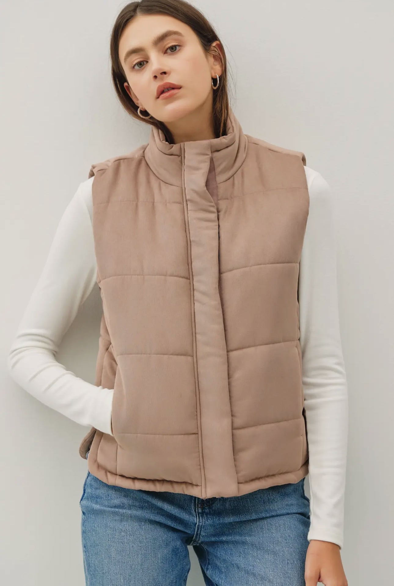 Suede Like Puffer Vest