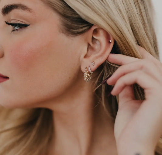 Hailey Huggie Pearl Earrings
