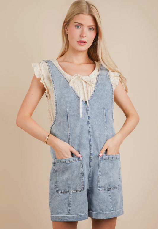 Casual Denim Romper