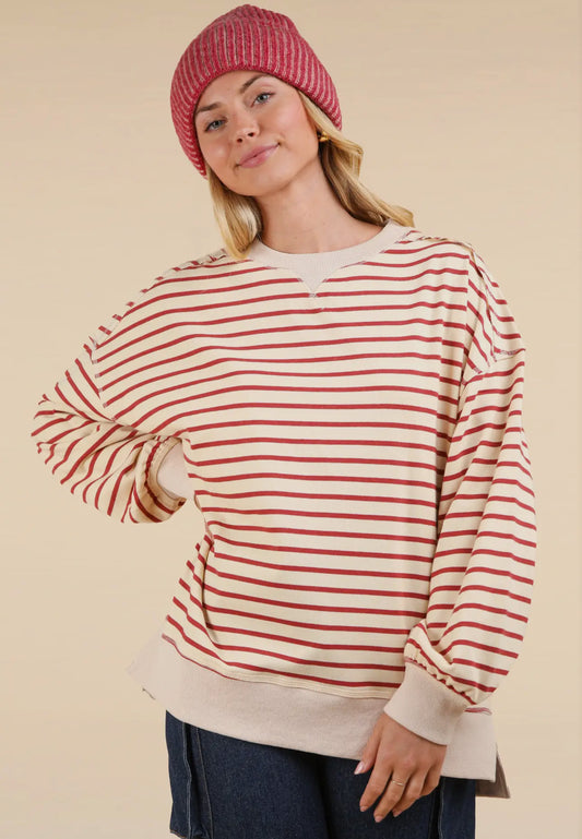 Stripe Comfy Casual Knit Top