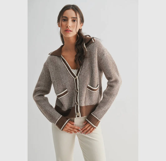 Herringbone Knit Cardigan