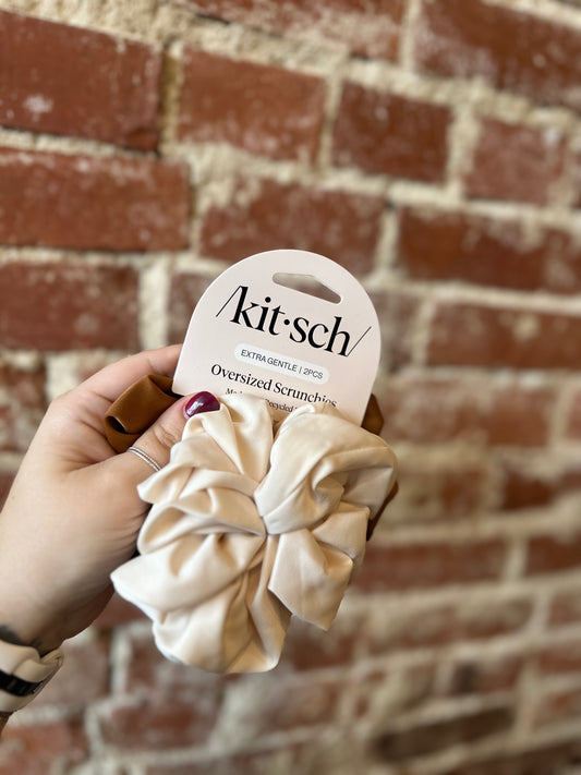 Cream & Camel Oversized Scrunchies
