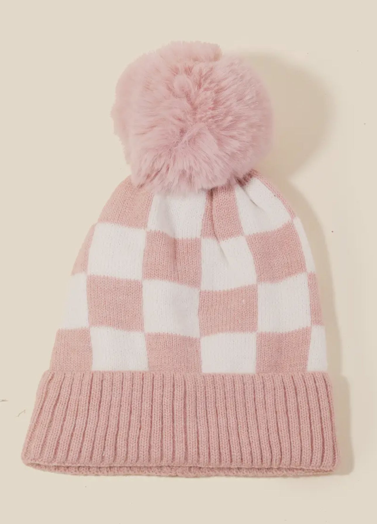 Checkered Beanie (Pink)