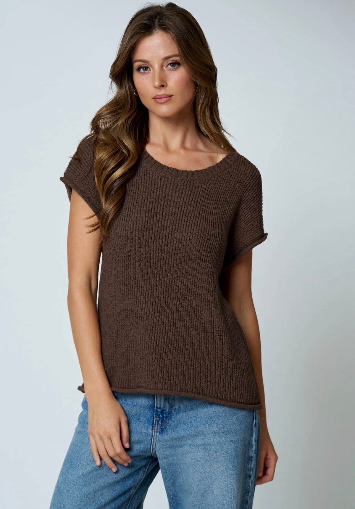 Crew Neck Raw Sleeve Sweater
