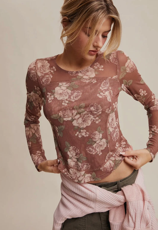 Vintage Rose Mesh Top