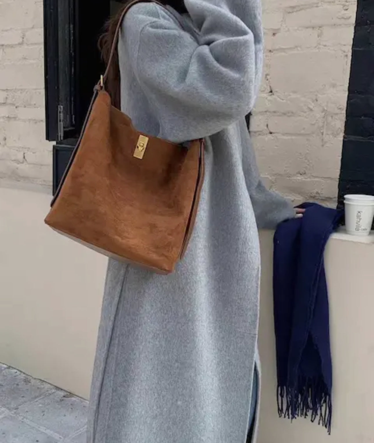 Suede Like Bucket Bag